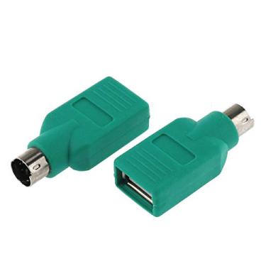 Imagem de DGZZI Adaptador USB para PS2, 2 peças, verde USB fêmea para PS/2 macho, conversor adaptador para mouse e teclado