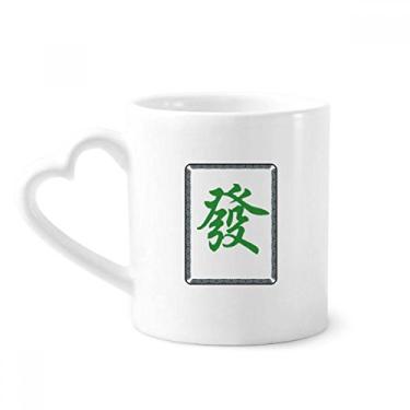 Imagem de Caneca verde Mahjong Tiles Pattern Coffee Ceramic Drinkware Copo de coração de vidro