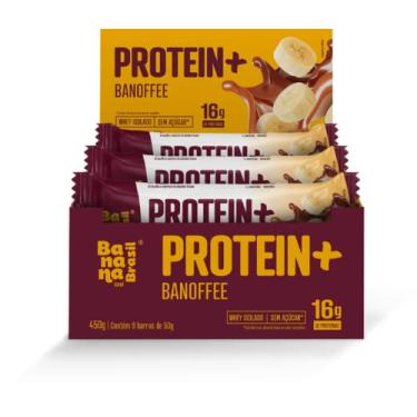 Imagem de Banana Brasil Display Barra De Proteina Protein+ Recheio Banoffee - 9 Unidades De 50G (450G)