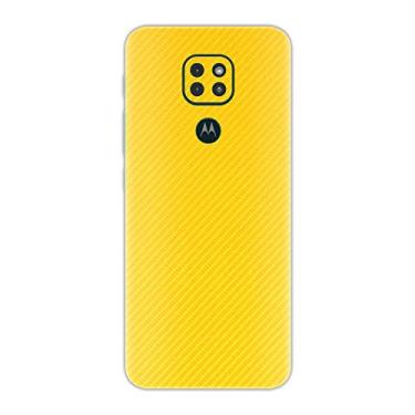 Imagem de Skin Adesivo Traseira Fibra Carbono e outras texturas Para Moto G9 Play (Amarelo Carbono)