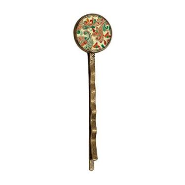 Imagem de Ponta de folha de flor, estampa abstrata, retrô, cabelo de metal