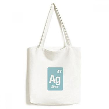 Imagem de Ag Silver Bolsa de lona com elemento químico ciência bolsa de compras casual bolsa de mão