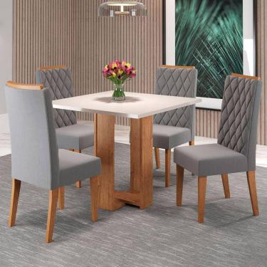 Imagem de Mesa de Jantar 4 Lugares Charlotte Blonde/Veludo Cinza - Panorama Móveis
