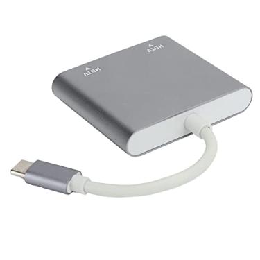 Imagem de Hub USB C 2 Em 1, Adaptador C para Conversor de Vídeo Docking Station para Laptop Plug and Play