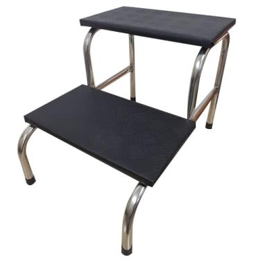 Imagem de Escada Clínica de 2 Degraus Inox, Piso Em MDF Com Antiderrapante