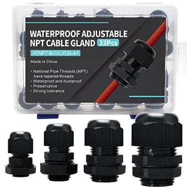 Imagem de AIRTAK Acessórios para conduítes elétricos, pacote com 33, ajustáveis, 3-18 mm, nylon PA66, prensa-cabos à prova d'água NPT1/10.2 cm NPT3/20.3 cm NPT3/10.2 cm NPT3/10.2 cm Alívio de tensão com juntas