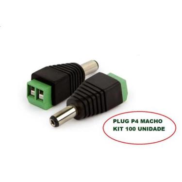 Imagem de Kit 100 Un Conector Plug P4 Macho Com Borne Cftv - Vs
