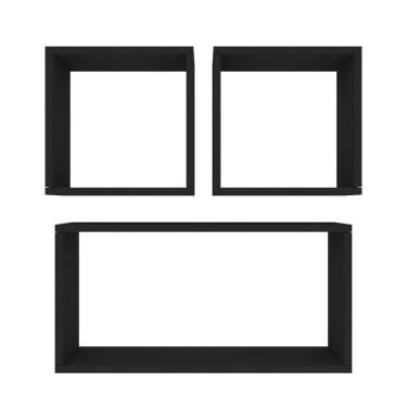 Imagem de Kit Com 3 Nichos Decoração Para Sala Preto Retangular