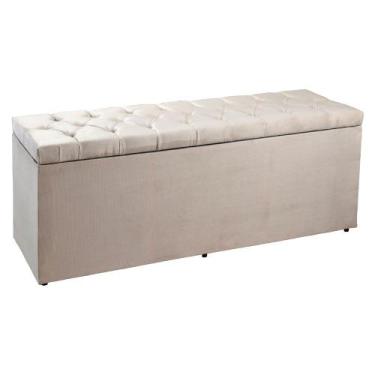 Imagem de Calçadeira Recamier Baú Queen 1,60m Madrid Suede Bege - Pallazio