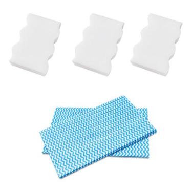 Imagem de 3 Esponja Mágica Branca Melamina E 5 Panos Secagem Rápida - Powermaid,