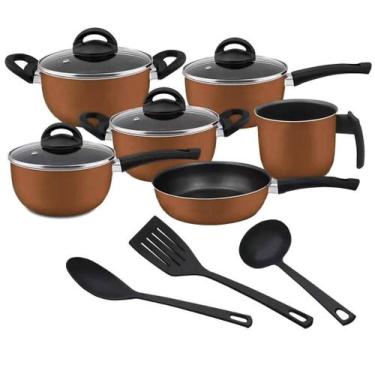 Imagem de Conjunto de panelas marrom 09 peças antiaderente - Marpal