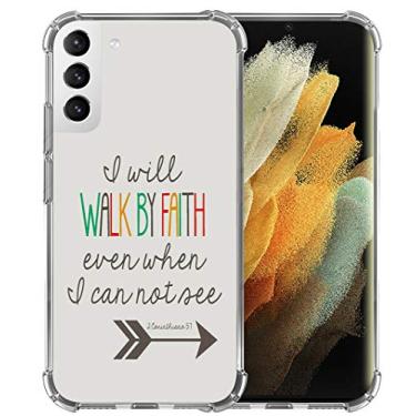 Imagem de Capa para S21 Plus, capa de TPU macia, proteção resistente, compatível com Samsung Galaxy S21 Plus 5G, provérbios cristãos, versículo bíblico I Will Walk by Faith Even When I Can Not See 2 Corinthians