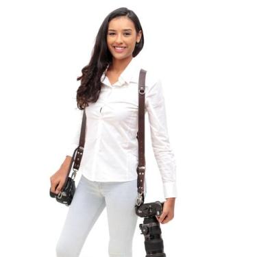 Imagem de Alça Dupla New Slim Em Couro Legitimo Cameras Dslr Double Strap - dedc