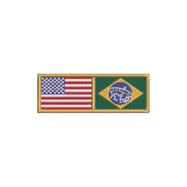 Imagem de BP0055-0403-011 Bandeira USA Brasil Patch Bordado 11×3,8cm (D-Arquivo Matriz para bordar.)