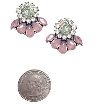 Imagem de Brincos de casamento Art Deco estilo antigo estilo vintage rosa opala strass noiva madrinha casamento formatura