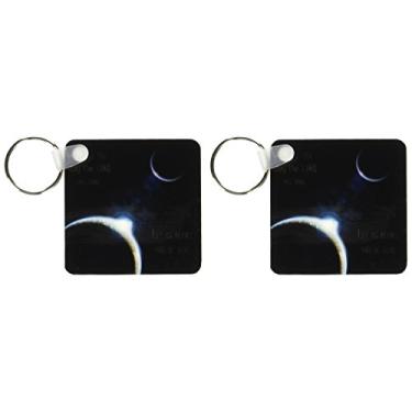 Imagem de 3dRose Um sol anunciando um novo amanhecer sobre um sistema solar com o versículo da bíblia salmo 118 versículo 24 - Chaveiros, 5,7 x 11,4 cm, conjunto de 2 (kc_99100_1)