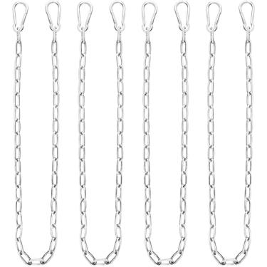 Imagem de Pacote com 4, kit de corrente giratória de 111 cm, extensor de corrente de rede resistente com 8 mosquetões para sacos de perfuração, rede, cadeiras, balanços de árvores