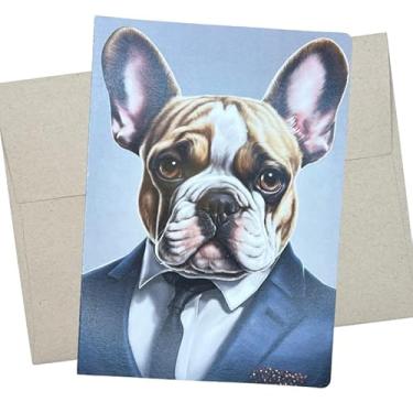 Imagem de Cartão Frenchie in Suit Card, French Bulldog Birthday Card (1 cartão premium, 12 x 17 cm) cartão de cachorro francês em branco para todas as ocasiões, como noivado, casamento, aniversário ou pensando