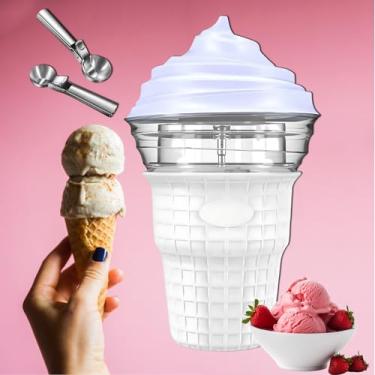 Imagem de Sorveteira macia e dura de 450 ml, máquina de sorvete caseiro fresco perfumado e de sabor suave com colher de sorvete, sorveteira macia para festas familiares em restaurantes