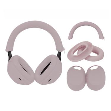 Imagem de Adhiper 3 conjuntos de capa de silicone para fones de ouvido Sony WH-1000XM5, capas XM5, acessórios, capas de silicone para almofadas de ouvido, capa de faixa de cabeça e protetor de auriculares,