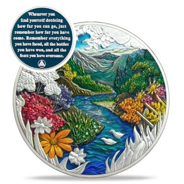 Imagem de Moeda original de sobriedade de verão - Moedas AA de paisagens sazonais de recuperação - Chips e medalhões AA de crescimento NA - Narcóticos limpos e sóbrios presentes anônimos para homens e mulheres