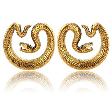 Imagem de 2 peças LADEMAYH Design Cascavel Abertura Túnel Alargadores de orelha Brincos - Acessórios femininos e masculinos 316L Aço Inoxidável Plugue de ouvido Piercing corporal, 12mm=1/2", Aço inoxidável, Sem pedras preciosas