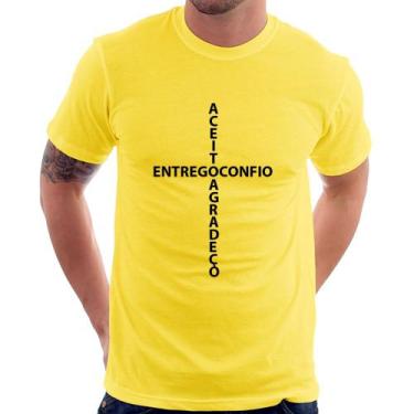 Imagem de Camiseta Entrego, Confio, Aceito, Agradeço - Foca na Moda, Amarelo, M