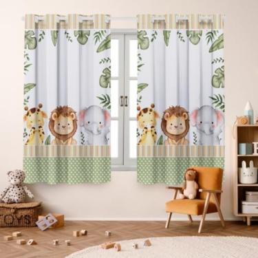 Imagem de Cortina Infantil Blackout 2,00x1,40 Decoração Divertida para Quarto de Criança (Safari Baby)