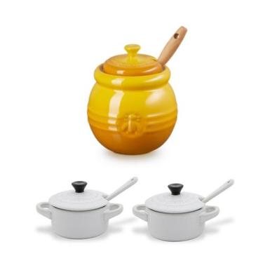 Imagem de Kit le creuset pote para mel néctar, molho e condimentos, Branco