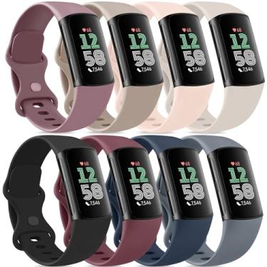 Imagem de Vancle Pulseira para Fitbit Charge 6/Fitbit Charge 5 para mulheres e homens, pacote com 8, pulseiras esportivas macias clássicas
