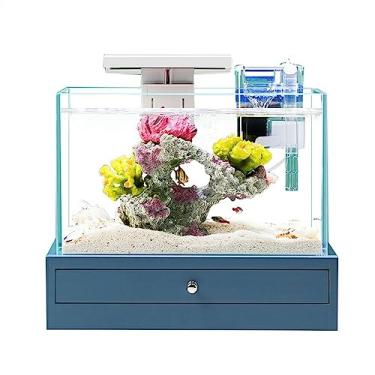 Imagem de Aquário Aquário desktop pequeno tanque de peixes com base decoração para casa escritório desktop decorações do tanque de peixes ornamentos paisagem ecológica Aquário