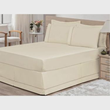 Imagem de Saia p/ Cama Box Solteiro 01 Peça Palha - Bordados Ricardo