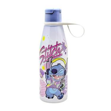 Imagem de Garrafa Infantil Stitch 530ml Plástico Com Tampa Abre Fácil Plasútil, 