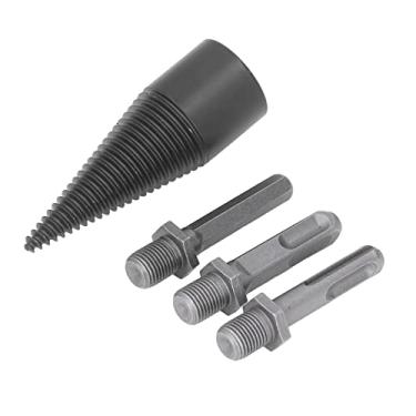 Imagem de Broca para Dividir Lenha - Ferramenta Divisora ​​de Toras de Aço Carbono Com 3 Hastes Removíveis para Madeira Eficiente (32MM)