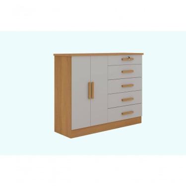 Imagem de Cômoda New Athos 5 Gavetas Com Sapateira D` Doro Cinamomo/off White