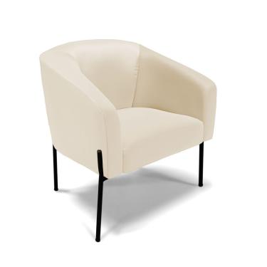 Imagem de Poltrona Pé De Ferro Preto Sala De Estar Stella Corino Bege D03 - D'rossi