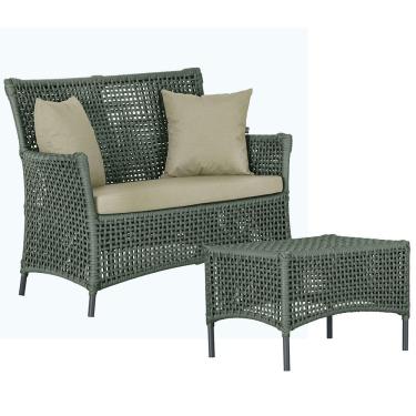 Imagem de 1 Sofá E Mesa Igapó Alumínio Preta Corda Náutica E7 Trama Verde