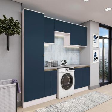Imagem de Lavanderia Modulada Kappesberg Celeste 7 Peças Branco/azul 230cm