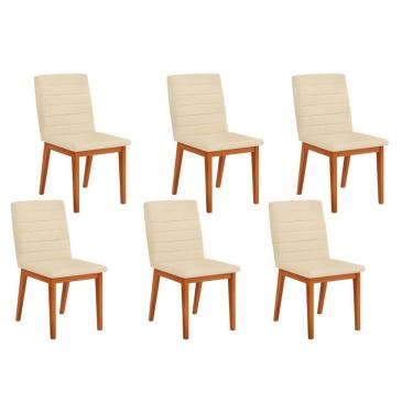 Imagem de Kit 6 Cadeiras Sala Jantar Sofia 6 Un Ipe Linho Neve