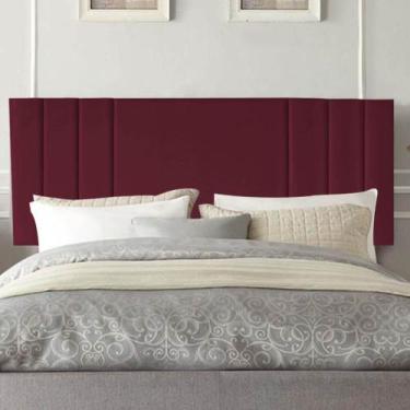 Imagem de Painel Estofado Luxo Grécia 195cm King Size Para Cama Box Suede Bordô 