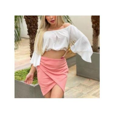 Imagem de Blusa ciganinha cropped moda feminina - Bms, Rosa