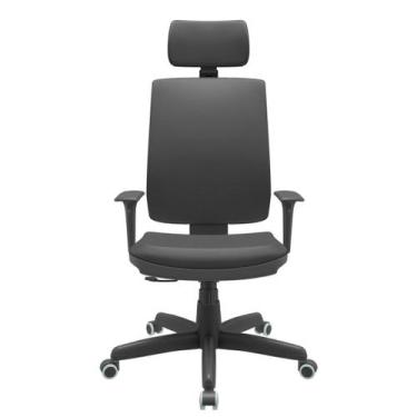 Imagem de Cadeira Office Brizza Soft Vinil Preto RelaxPlax Com Encosto Cabeca Ba