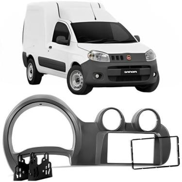Imagem de Moldura 2 Din Fiat Nova Fiorino 2015 à 2021 Cinza Painel Central Multi