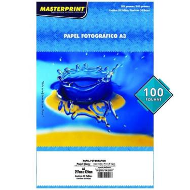 Imagem de Papel Fotográfico A3 180G Glossy Branco Brilhante 100 Folhas - Masterp