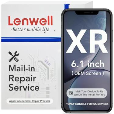 Imagem de Lenwell Serviço de reparo com tela original original original para iPhone XR de 6,1 polegadas, tela LCD digitalizadora de tela sensível ao toque, montagem sensível ao toque, A1984, A2105, A2106, A2108