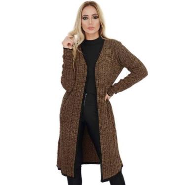 Imagem de Casaco Longo Sobretudo Trico Canelado Mousse Cobre Livora Tamanho:Únic