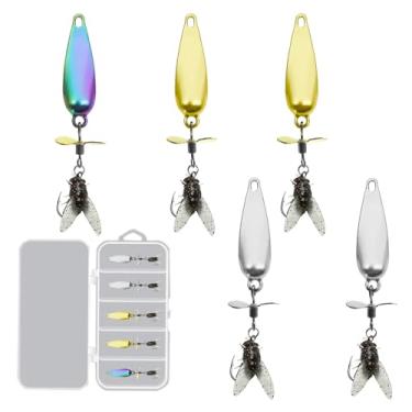 Imagem de Iscas De Pesca | Isca Para Truta Com Hélice Metálica | Conjunto De 5 Iscas Vibratórias Para Pesca De Achigã Perca Lucio Corvina Bagre Truta Salmão Em Água Doce Rio E Mar