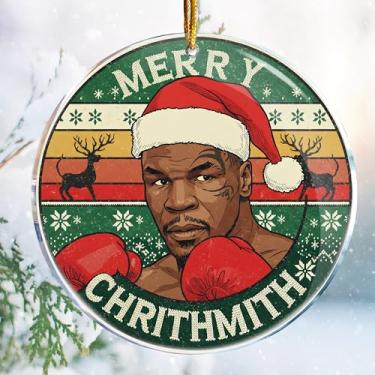 Imagem de Decorações de Natal – Impressão dupla face acrílica de 9 cm (Merry Chrithmith 3 - Mike Tyson Boxing Hilarious Adult Naughty Funny)