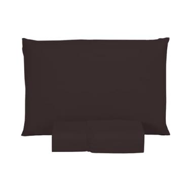 Imagem de Jogo de Lençol Solteiro 400 Fios Cama Box 02 Peças Toque Macio Aveludado (MARROM)