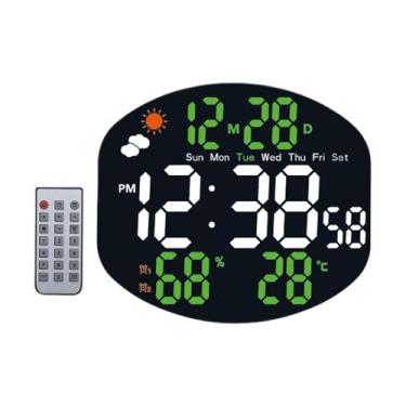 Imagem de Bothyi Relógio de parede digital LED moderno para decoração de casa, despertador de mesa para mesa de cabeceira, quarto de idosos e escritório, Verde